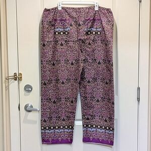 NWOT Beckwoman Adjustable Size Purple Paisley Boho Cotton Pants